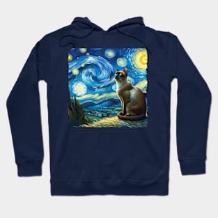 Burmese Starry Night Inspired - Artistic Cat Hoodie